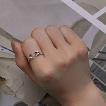 Kaze Endless Love Adjustable Heart Ring | Sterling Silver Open Heart Ring for Women