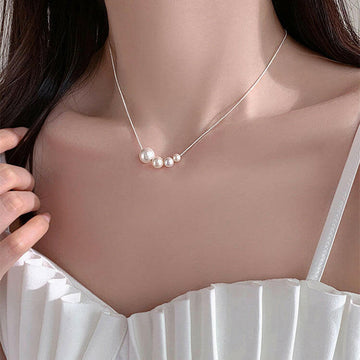 Kaze S925 Minimalist Pearl Pendant Necklace | Sterling Silver Pearl Necklace in Gold &amp; White Gold