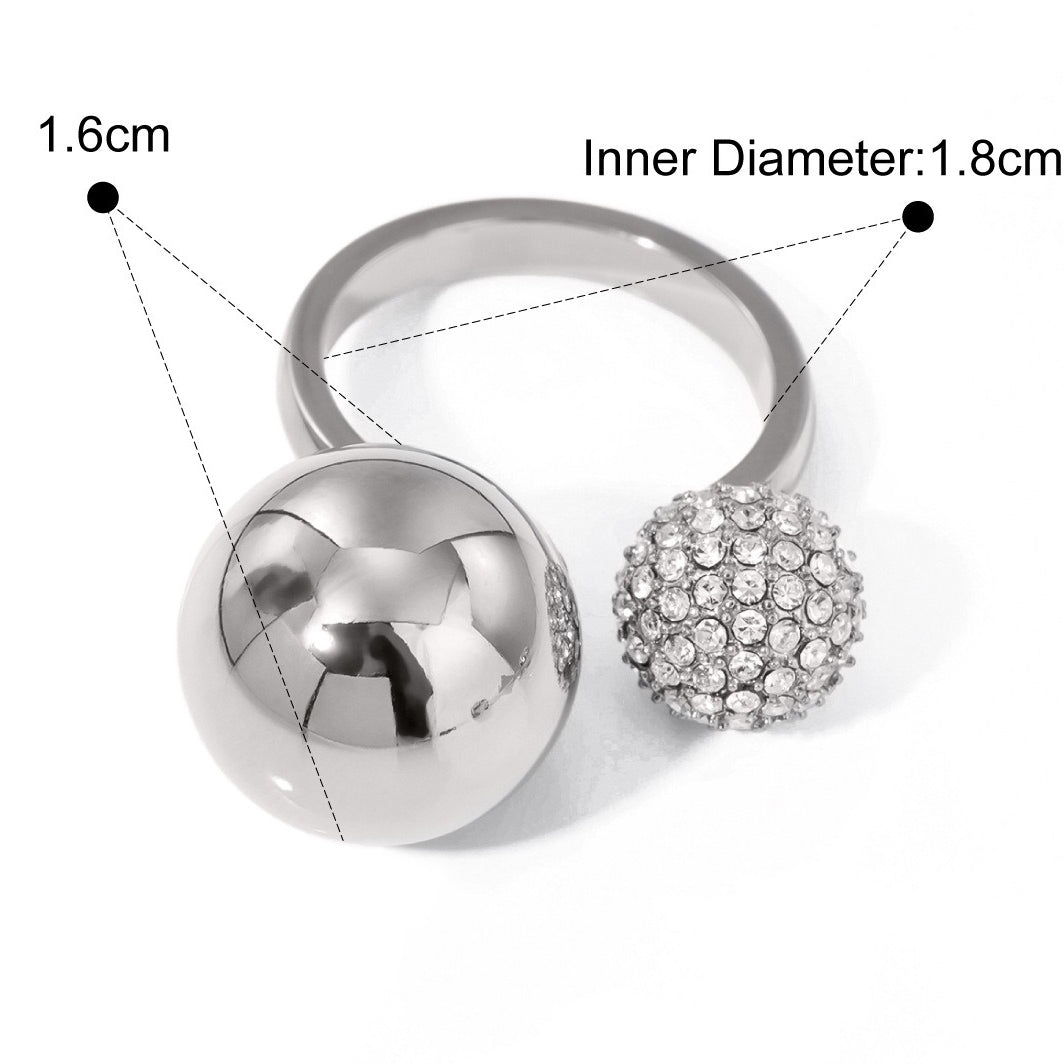 Kaze Large and Small Ball Diamond Ring | 18K Gold Sculptural Statement Ring in Gold &amp; Silver Silver