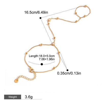 Kaze 18K Gold Geometric Hollow Pearl Earrings, Bracelet and Necklace Set | 7-Piece Contemporary Pearl Jewellery Style C-Bracelet-04