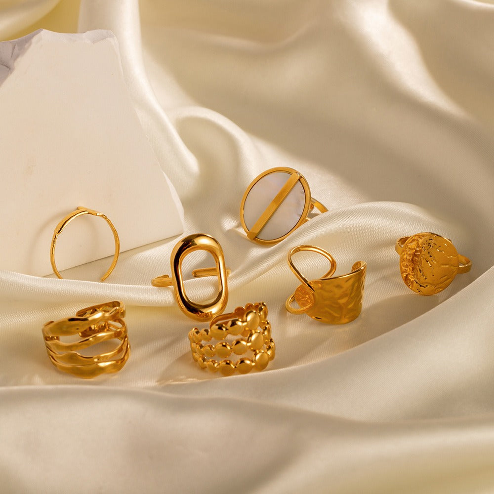Kaze Fashion Irregular Shape Light Luxury Ring | 18K Gold Bold Ring in 7 Style Variants