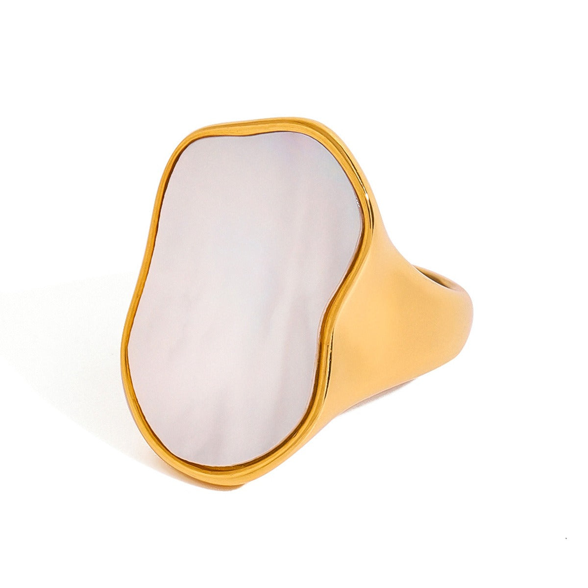 Kaze Geometric Gemstone High-End Open Ring | 18K Gold Luxury Statement Ring Size 7 Only 7US
