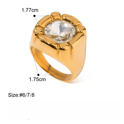 Kaze Maple Leaf Titanium Steel Ring | 18K Gold Nature-Inspired Ring in Sizes 6, 7 &amp; 8 US Ring C