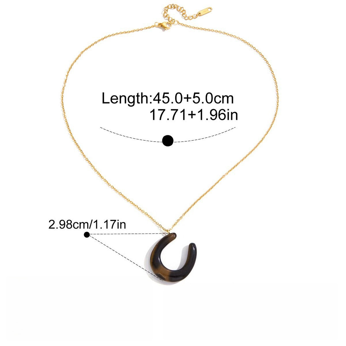 Kaze Horseshoe Tiger's Eye Necklace | 18K Gold Gemstone Pendant Necklace Necklace A