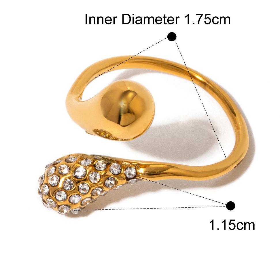 Kaze Stylish Teardrop Diamond Adjustable Ring | 18K Gold Elegant Ring in Gold &amp; Silver Gold