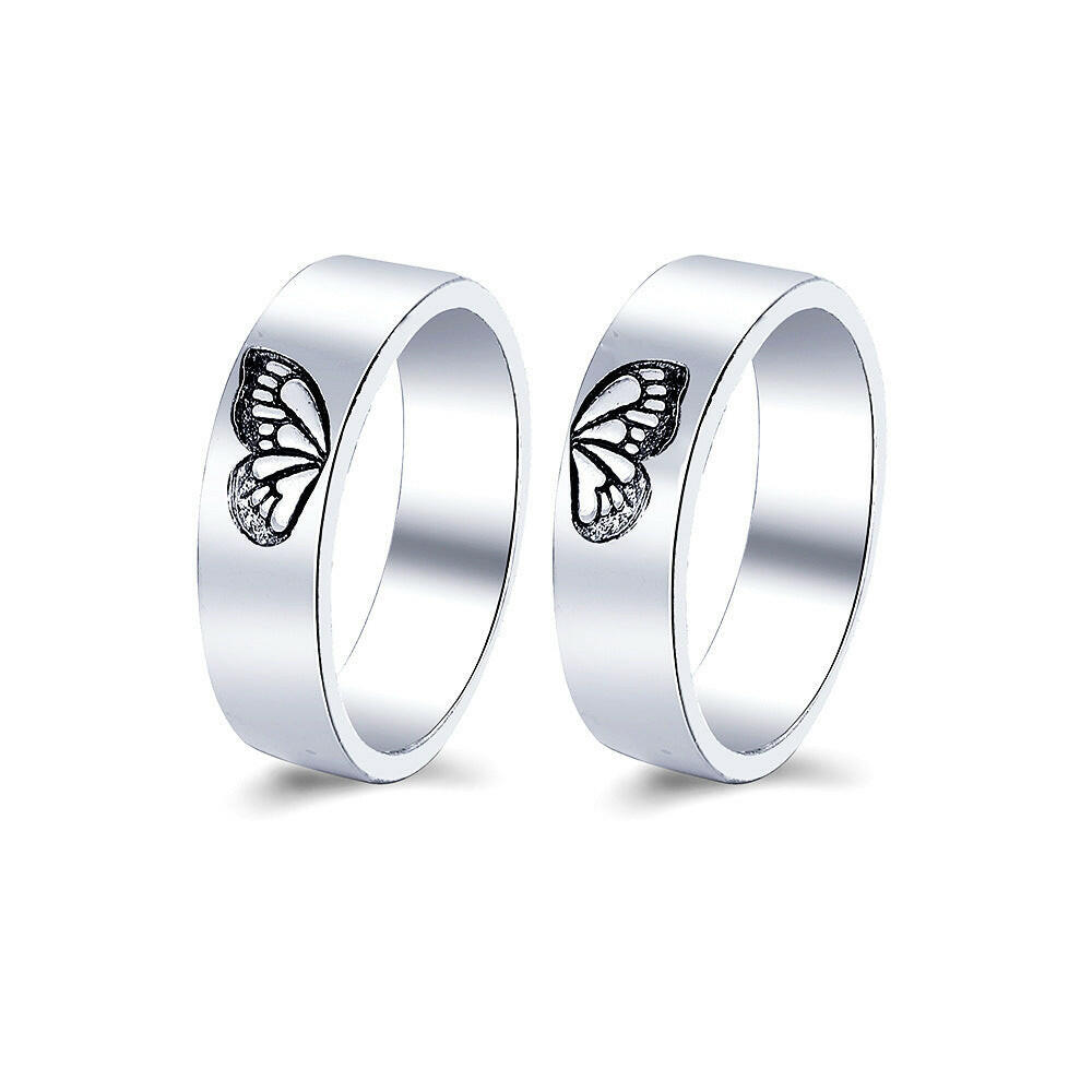 Kaze Butterfly and Heart Couple Ring Set | Matching Promise Ring Set Size 8 55392Style Size 8