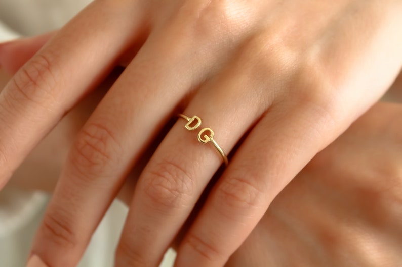 Kaze Customized Initial Open Ring | Personalised Engraved Ring in Silver, Gold &amp; Rose Gold