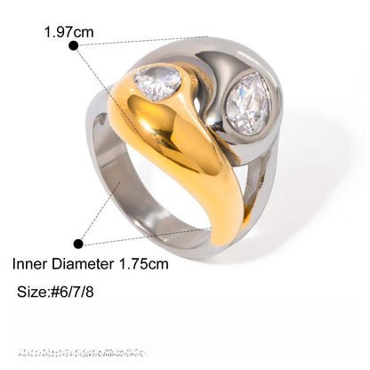 Kaze Maple Leaf Titanium Steel Ring | 18K Gold Nature-Inspired Ring in Sizes 6, 7 &amp; 8 US Ring D