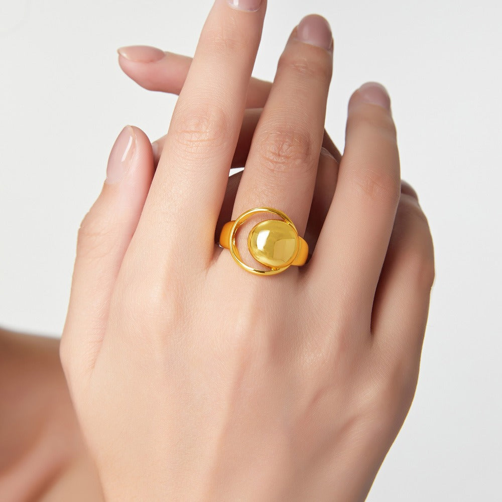 Kaze Geometric Hollow Hip-Hop Style Ring | 18K Gold Stainless Steel Adjustable Statement Ring