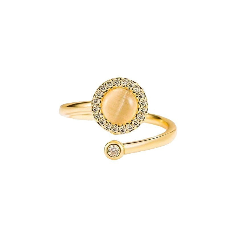 Kaze S925 Silver Adjustable Stress-Relief Zirconia Ring | 18K Gold Sterling Silver Spinner in 6 Styles Ring A Adjustable