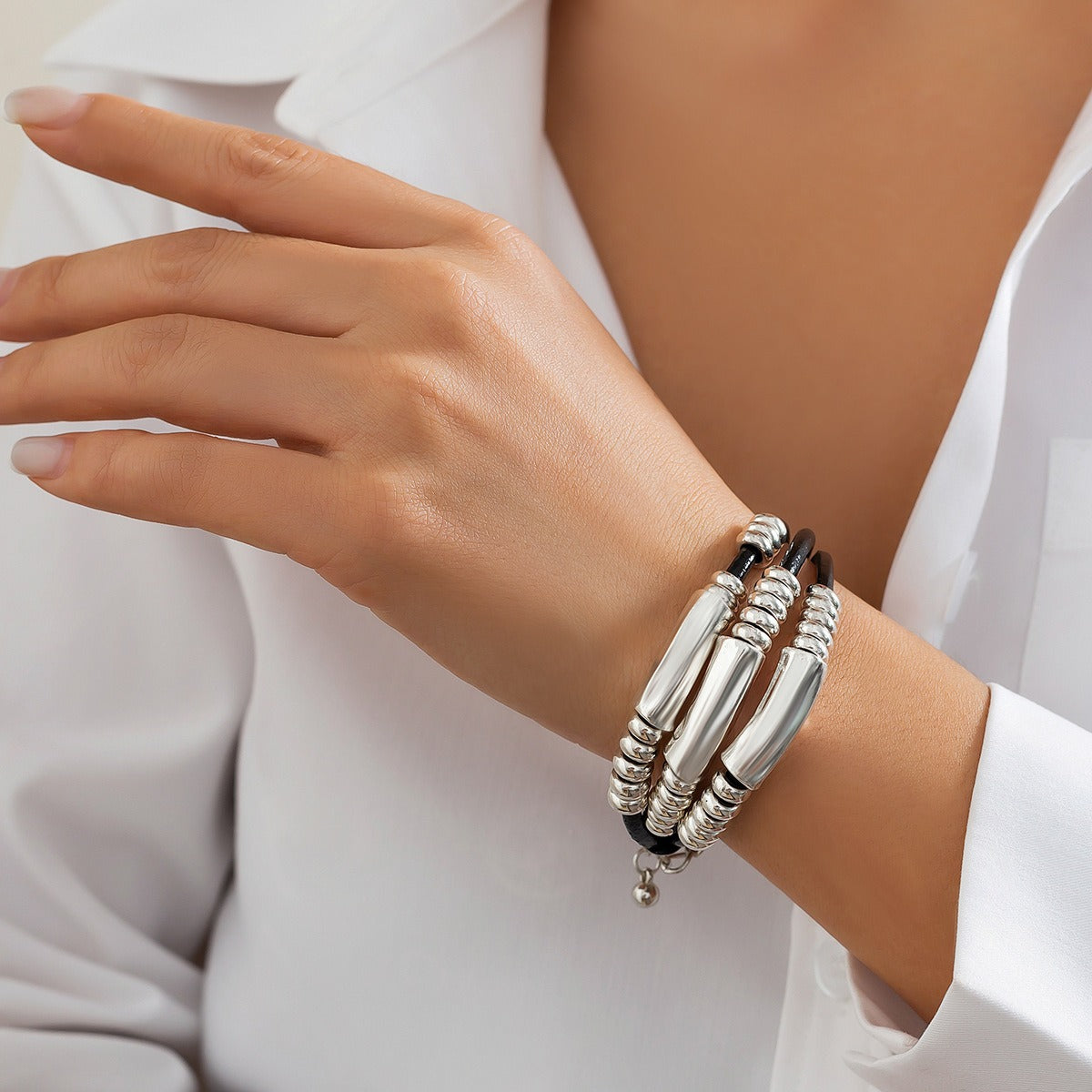 Kaze Light Luxury Beaded Bamboo Bracelet | 18K Gold-Plated S925 Silver Resin Bracelet in 8 Colours