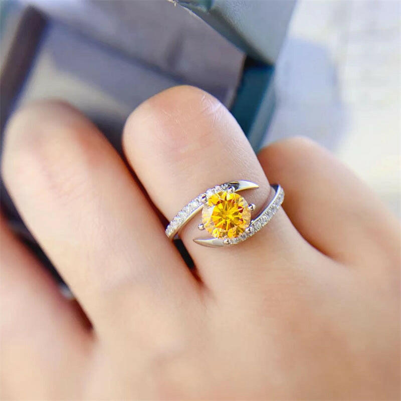 Kaze Yellow Moissanite Statement Ring | D-Color VVS1 Luxury Ring Sizes 9–20