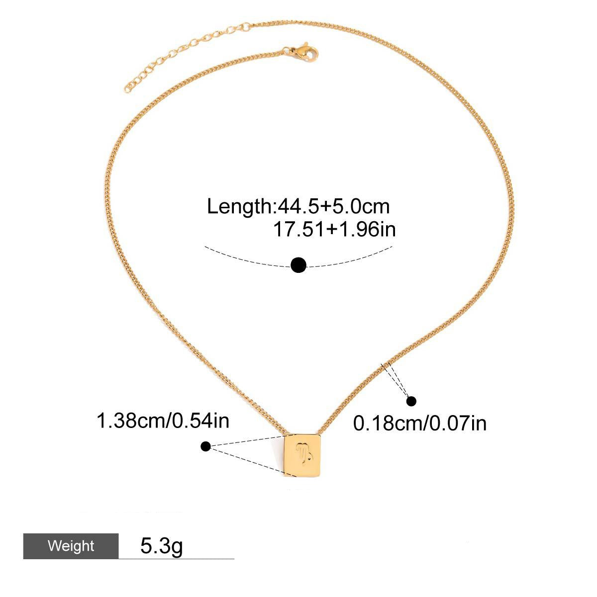 Kaze Zodiac Square Necklace | 18K Gold Celestial Pendant Necklace for Women Capricorn