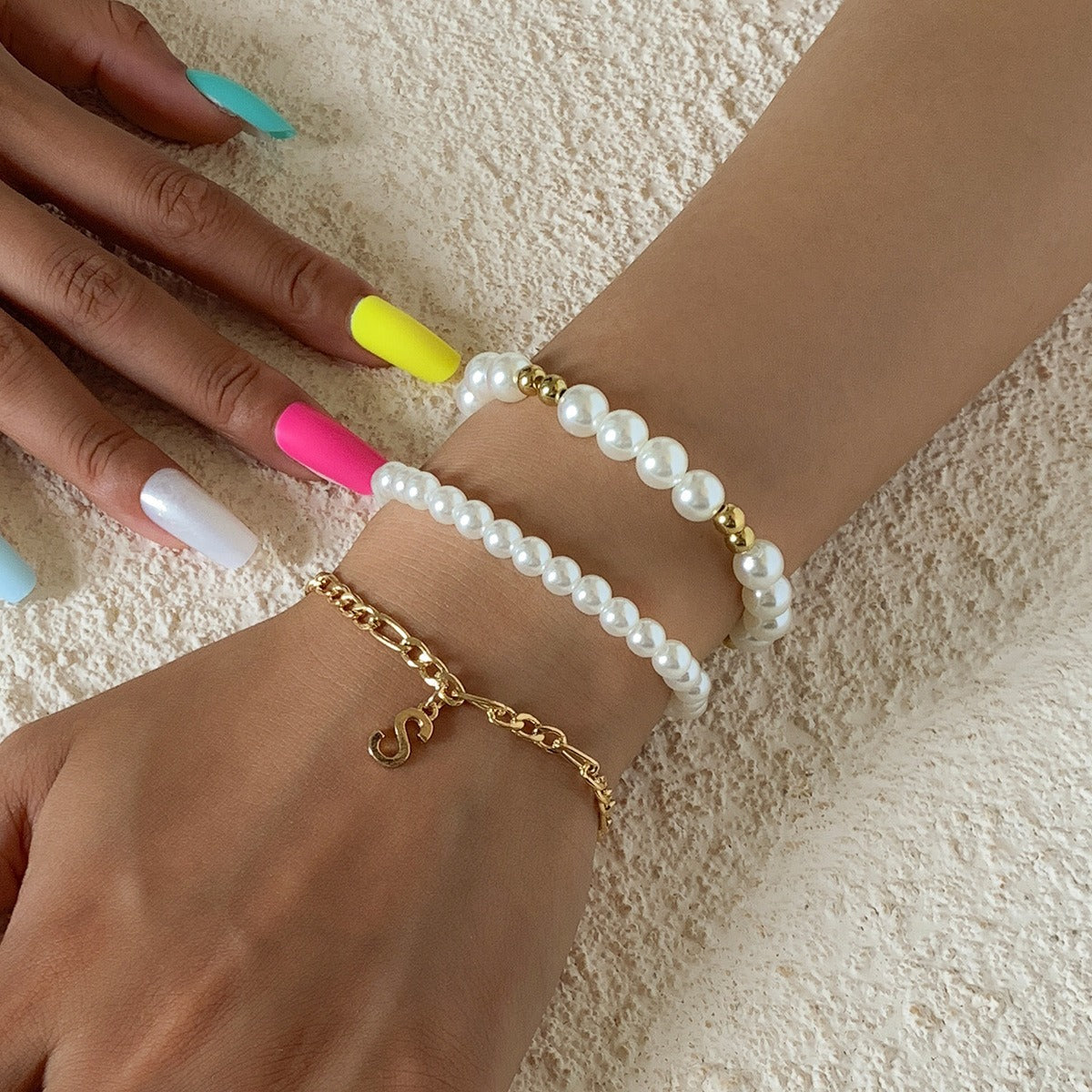 Kaze 18K Gold Bow Pearl Beaded Bracelet | Baroque Pearl Bracelet in 9 Style Variants Gold