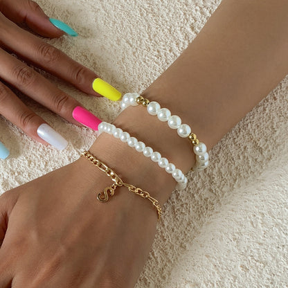 Kaze 18K Gold Bow Pearl Beaded Bracelet | Baroque Pearl Bracelet in 9 Style Variants Gold