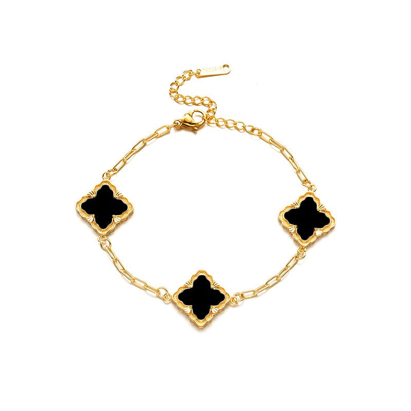 Kaze Four-Leaf Clover Jewellery Set | 18K Gold Necklace, Bracelet, Earrings &amp; Ring