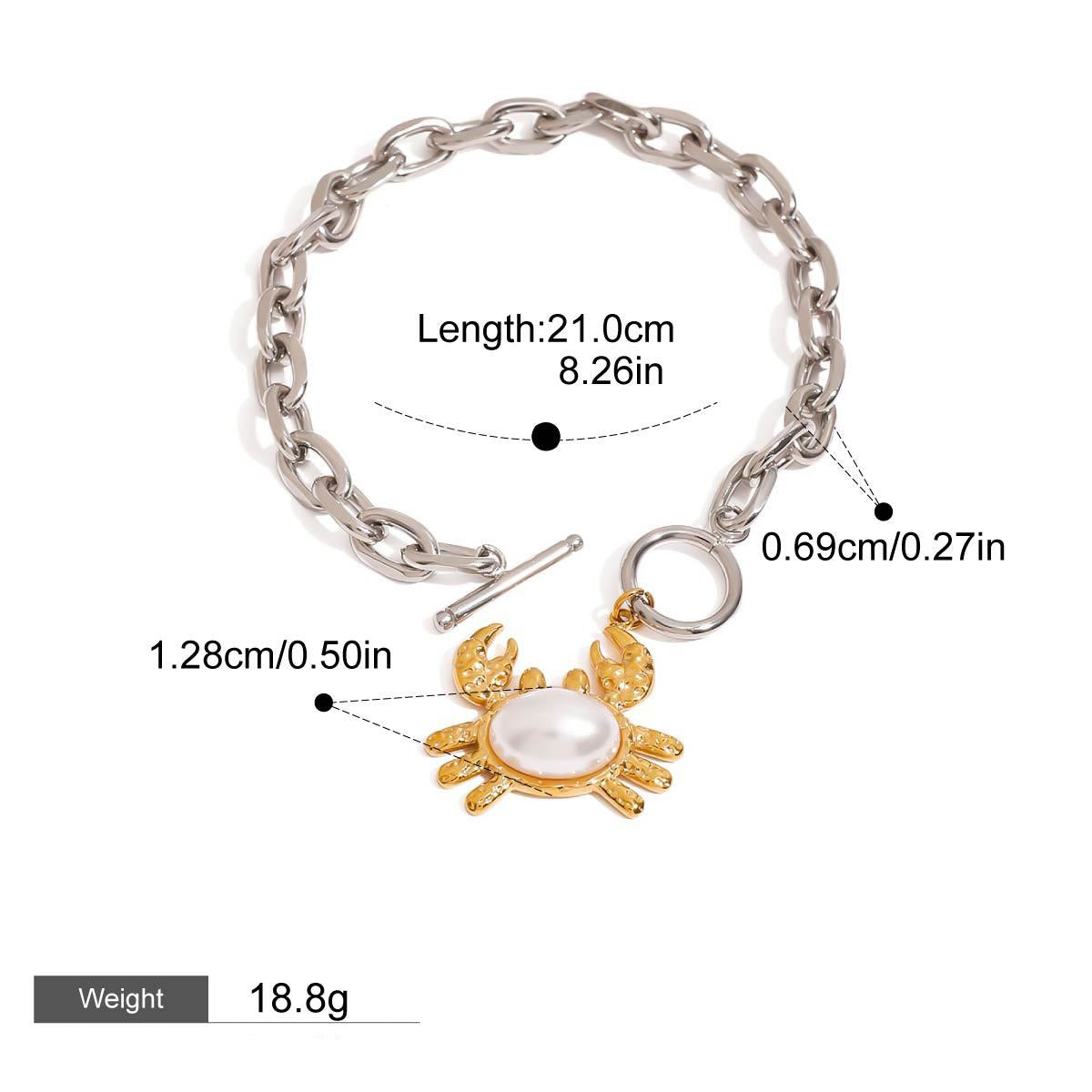 Kaze 18K Gold Crab-Shaped Inlaid Pearl Earring, Necklace and Bracelet Set | Coastal Pearl Jewellery in 3 Variants