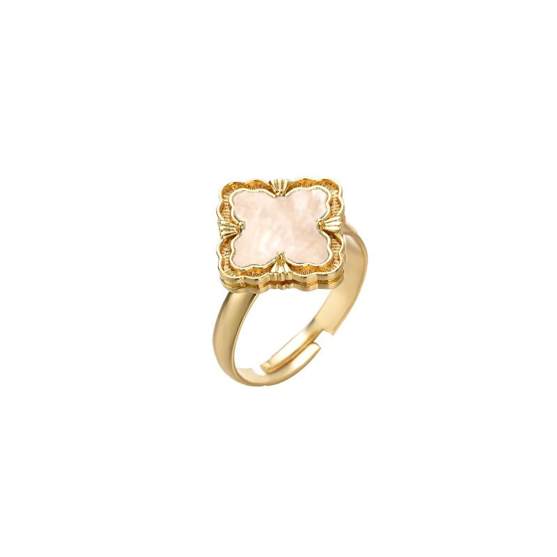 Kaze Four-Leaf Clover Jewellery Set | 18K Gold Necklace, Bracelet, Earrings &amp; Ring Ring