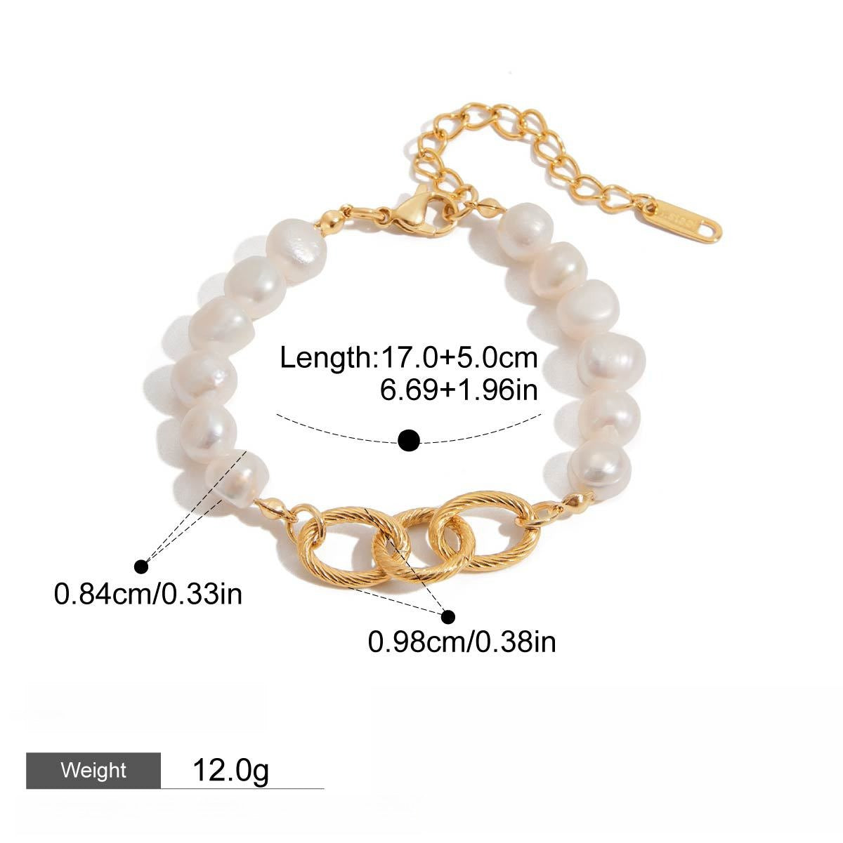 Kaze Gold-Plated Pearl Stainless Steel Bracelet | 18K Gold Pearl Bracelet in 9 Styles BraceletA
