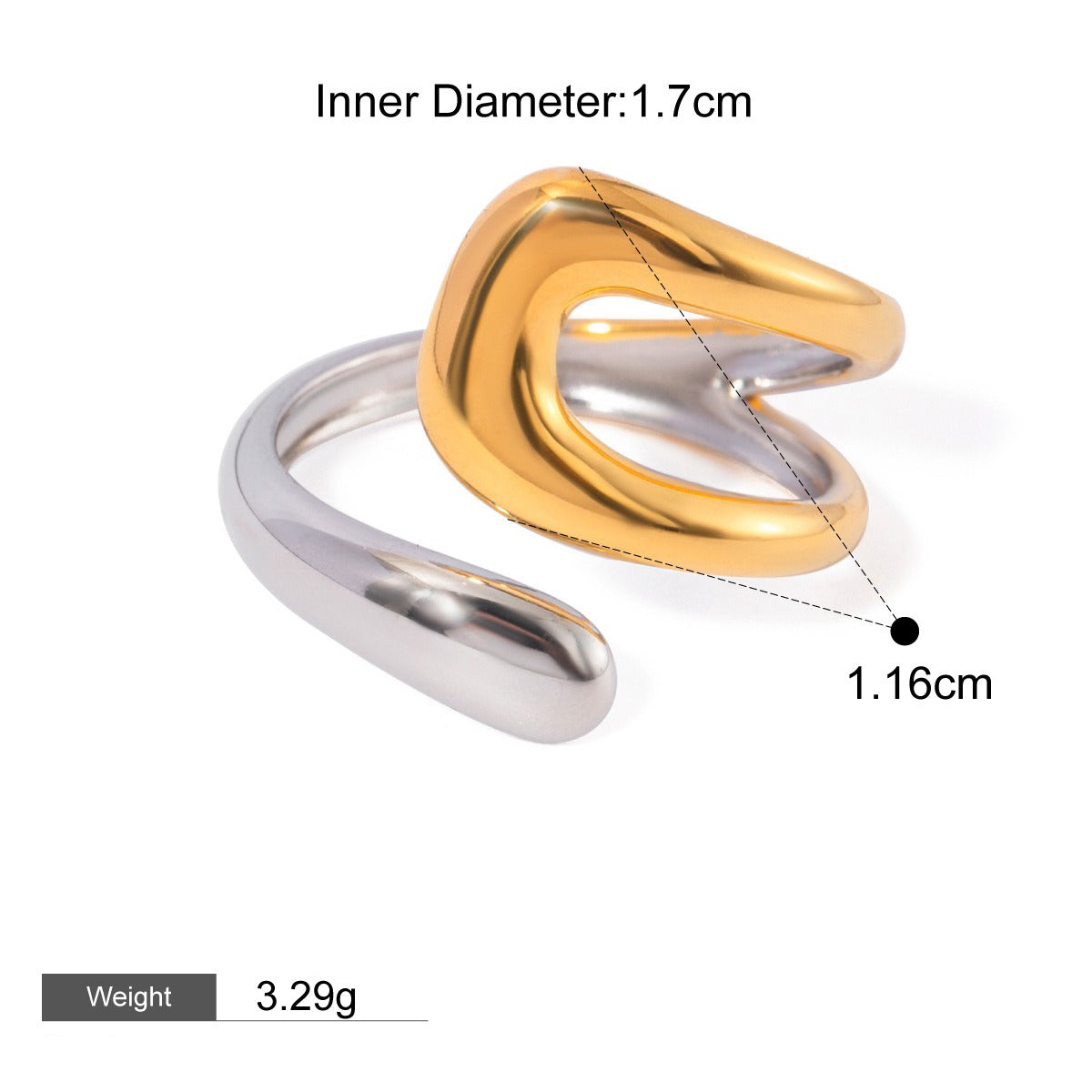 Kaze Geometric Two-Tone Jewellery Set | 18K Gold Earrings, Bracelet &amp; Ring in Gold &amp; Silver Ring