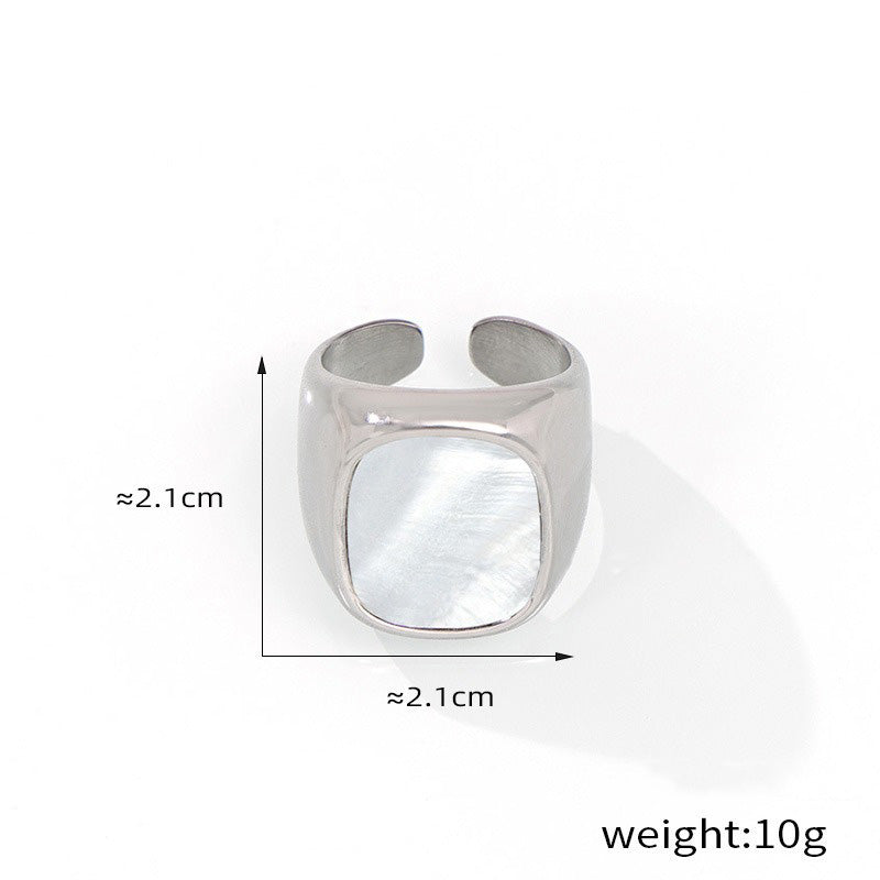 Kaze Elegant Geometric Gemstone Inlay Ring | 18K Gold Adjustable Ring in Gold &amp; Silver Silver Adjustable