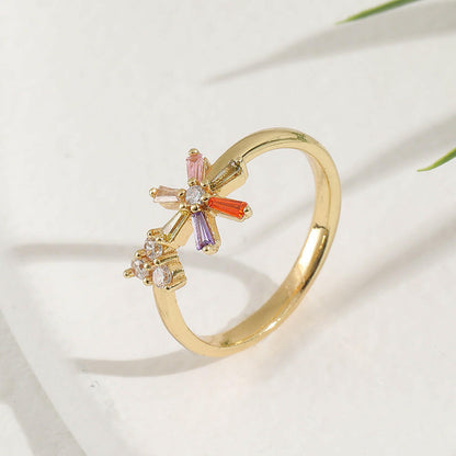 Kaze Blooming Grace Adjustable Flower Ring | Colourful Stone Floral Ring for Women