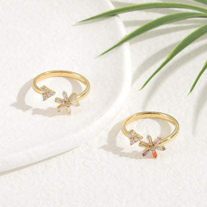 Kaze Blooming Grace Adjustable Flower Ring | Colourful Stone Floral Ring for Women