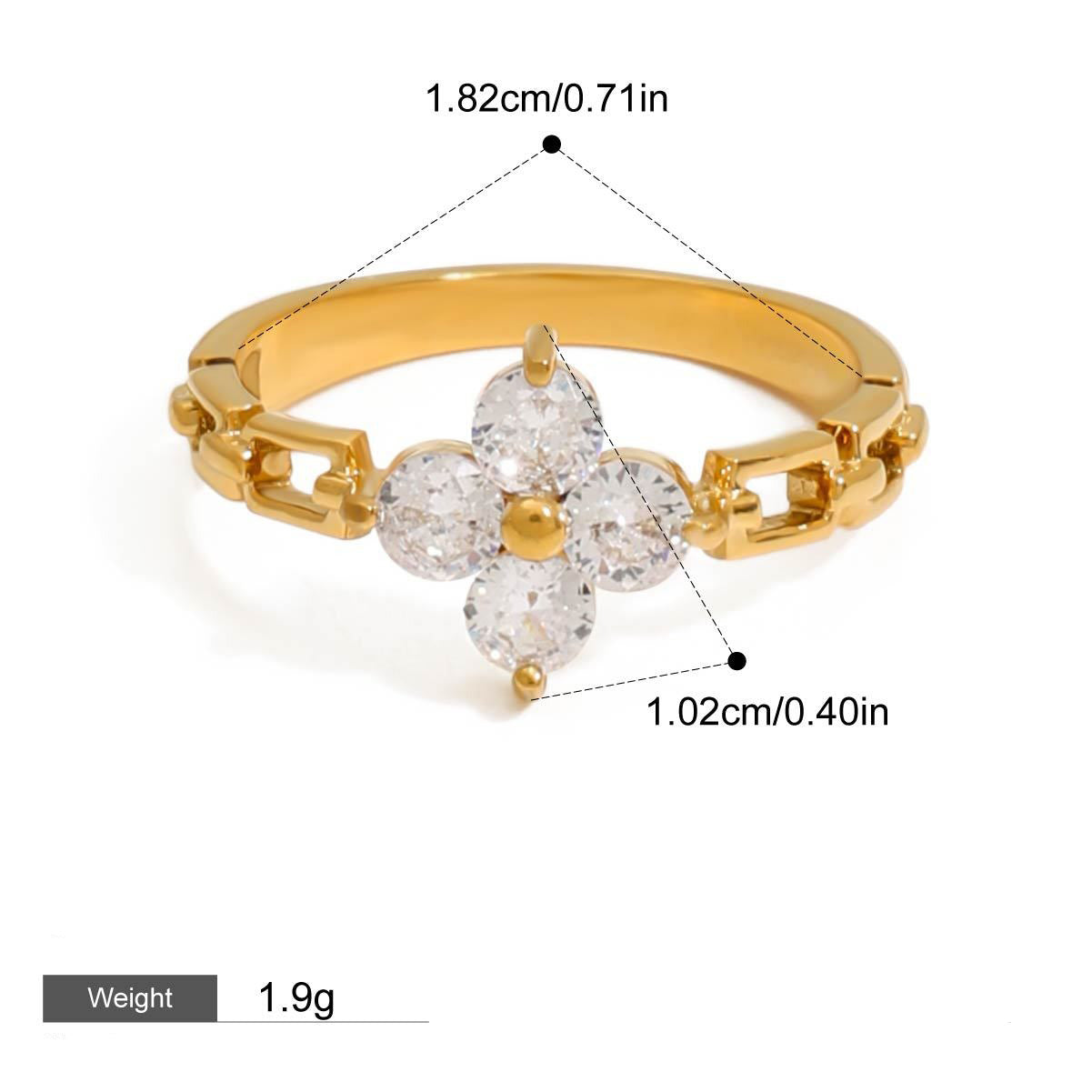 Kaze Flower Gemstone Ring | 18K Gold Floral Ring with Gemstone Detail Flower shape-8US