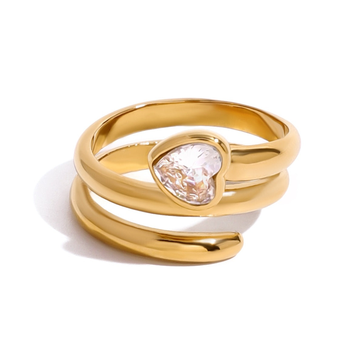 Kaze Luxury Heart-Shaped Gemstone Ring | 18K Gold Classic Heart Ring in Sizes 6–8 US