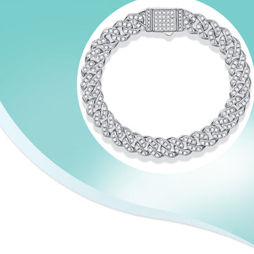 Kaze Cuban Chain Diamond Inlay Bracelet | Luxury Diamond-Set Fashion Bracelet in 5 Sizes