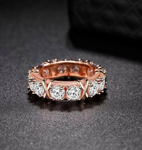 Kaze Shiny Luxe Geometric Ring | Silver, Two-Tone &amp; Rose Gold Ring Sizes 5–13 Rose Gold