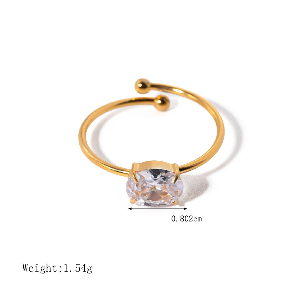 Kaze Cute Gemstone Adjustable Ring | 18K Gold Ring in White, Pink, Black &amp; Green White