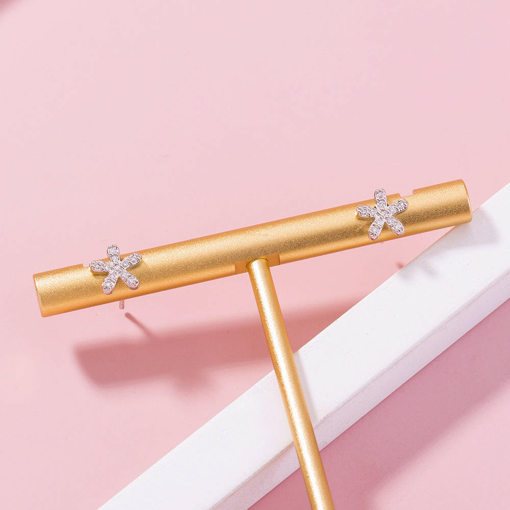 Kaze Elegant V-Shaped Diamond Mini Earrings | Geometric Sparkling Stud Earrings for Women