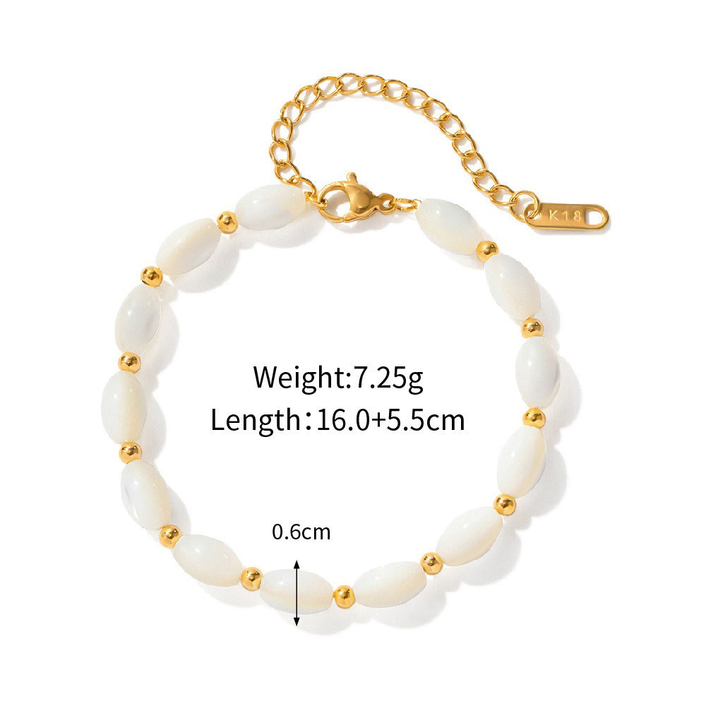 Kaze 18K Gold Ocean-Themed Inlaid Pearl Jewellery Set | 14-Piece Coastal Jewellery Collection Style J-Bracelet-11