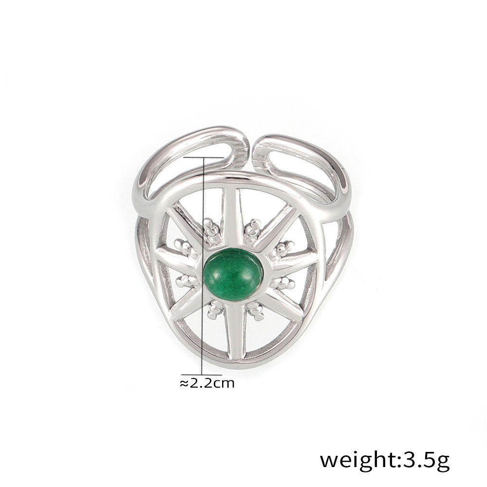 Kaze Classic Vintage Eight-Pointed Star Gemstone Ring | 18K Gold Celestial Ring in Blue &amp; Green