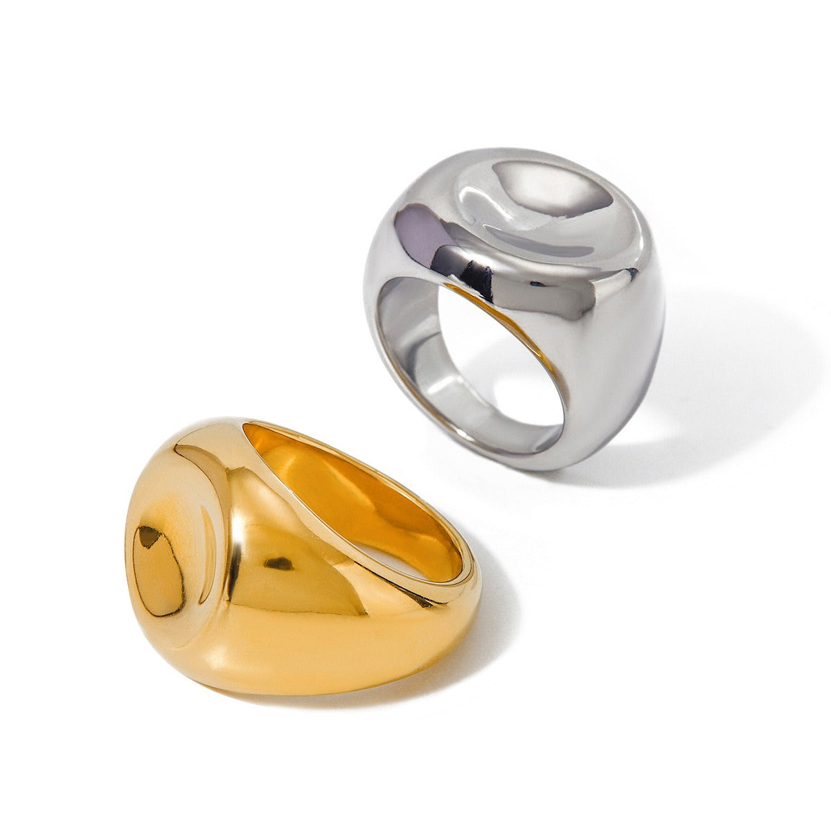 Kaze Elegant Geometric Design Ring | 18K Gold Light Luxury Ring in Gold &amp; Silver Sizes 6–8