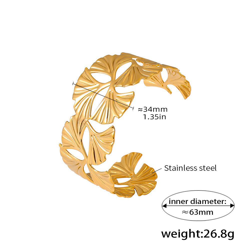 Kaze Flower-Shaped Textured Bracelet | 18K Gold Floral Bracelet in 10 Style Variants Style D-88 Silver