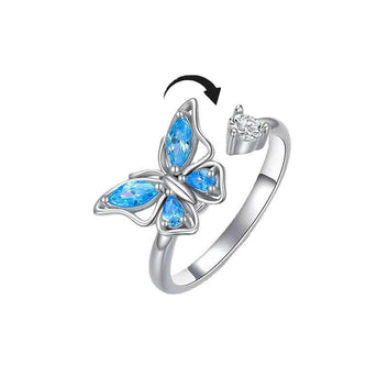Kaze Rotating Butterfly Fidget Ring | Electroplated Copper Spinning Ring for Women Silver