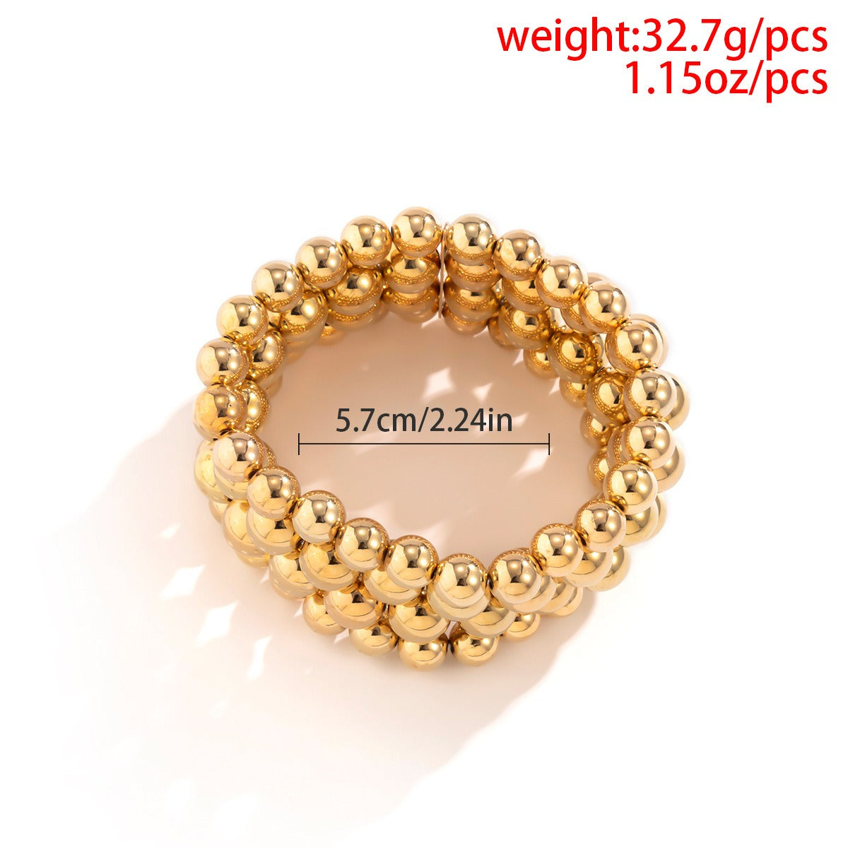 Kaze Punk Oversized Round Bead Chain Bracelet | 18K Gold Bold Statement Bracelet