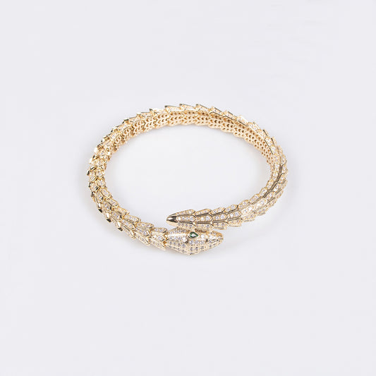 Kaze 18K Gold Snake Bracelet with Coloured Gemstones and Diamonds | Serpent Bracelet in Gold &amp; Silver