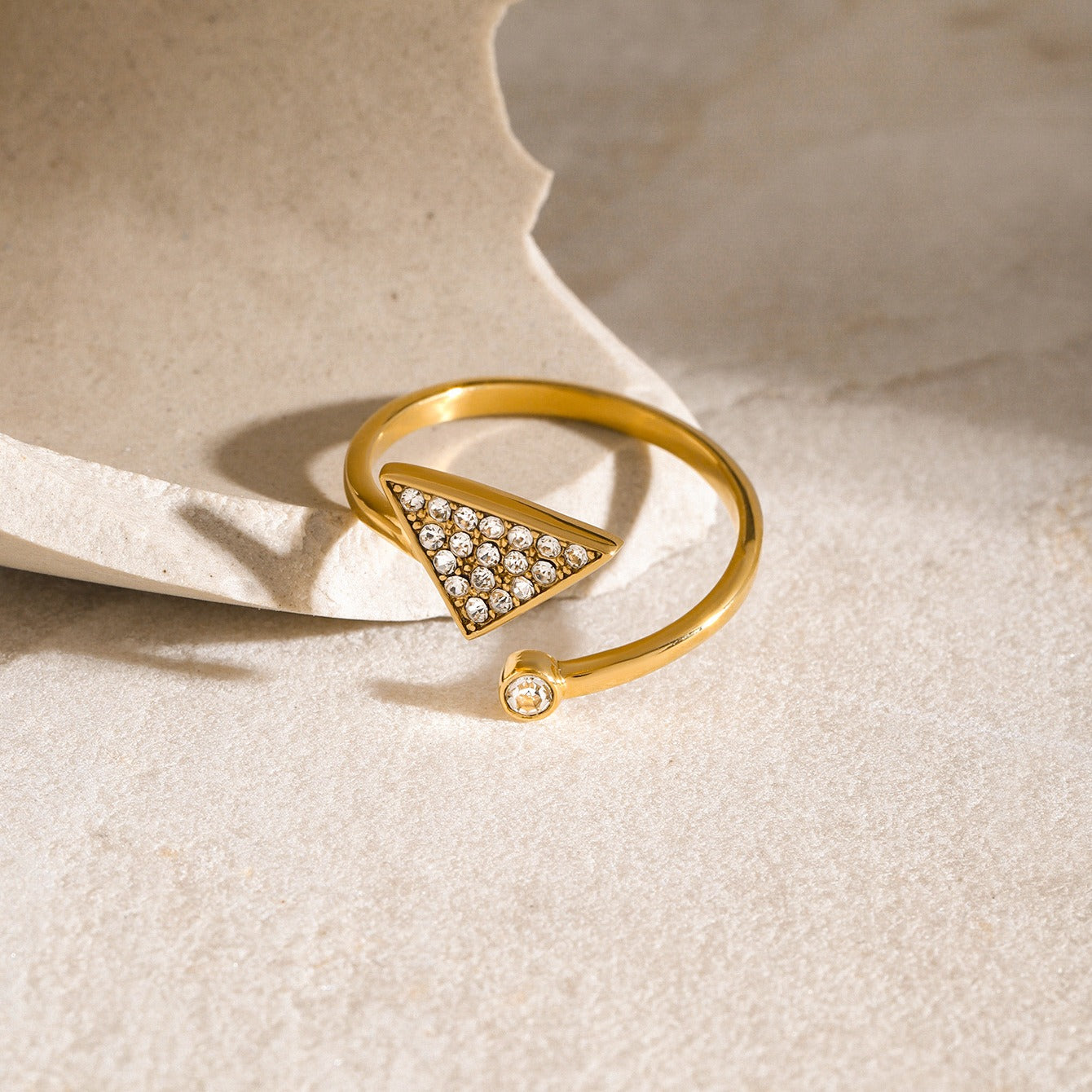 Kaze Personalised Triangular Diamond Ring | 18K Gold Statement Ring in Gold &amp; Silver