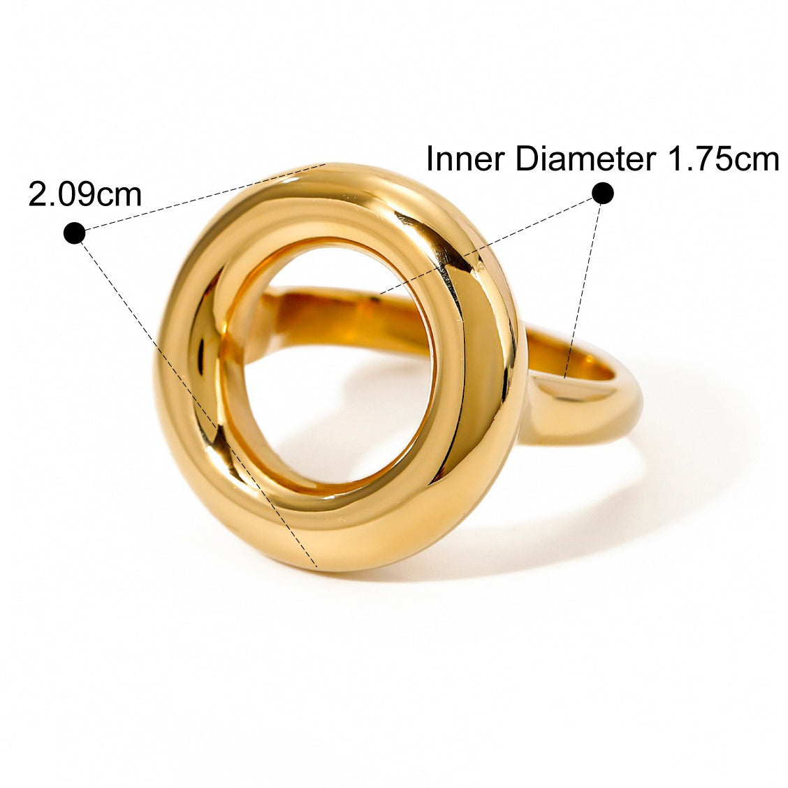 Kaze Simple Hollow Round Design Ring | 18K Gold Minimalist Circle Ring in Gold &amp; Silver Size 7 Gold 7US