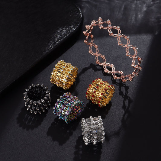 Kaze Retractable Diamond-Studded Bracelet and Ring Set | 18K Gold Innovative Jewellery Set in 5 Styles