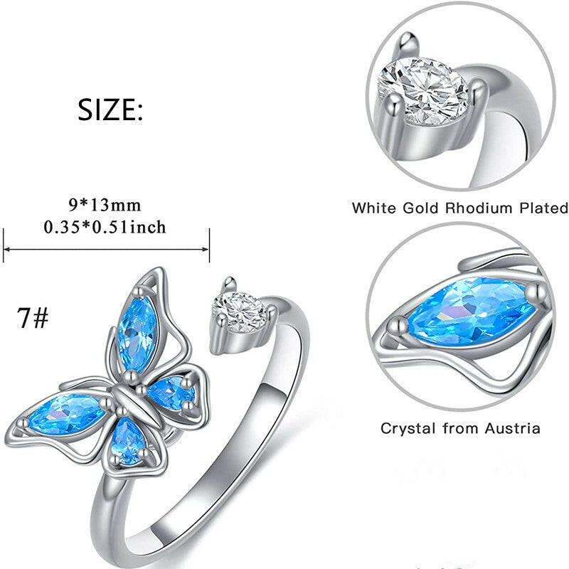 Kaze Rotating Butterfly Fidget Ring | Electroplated Copper Spinning Ring for Women