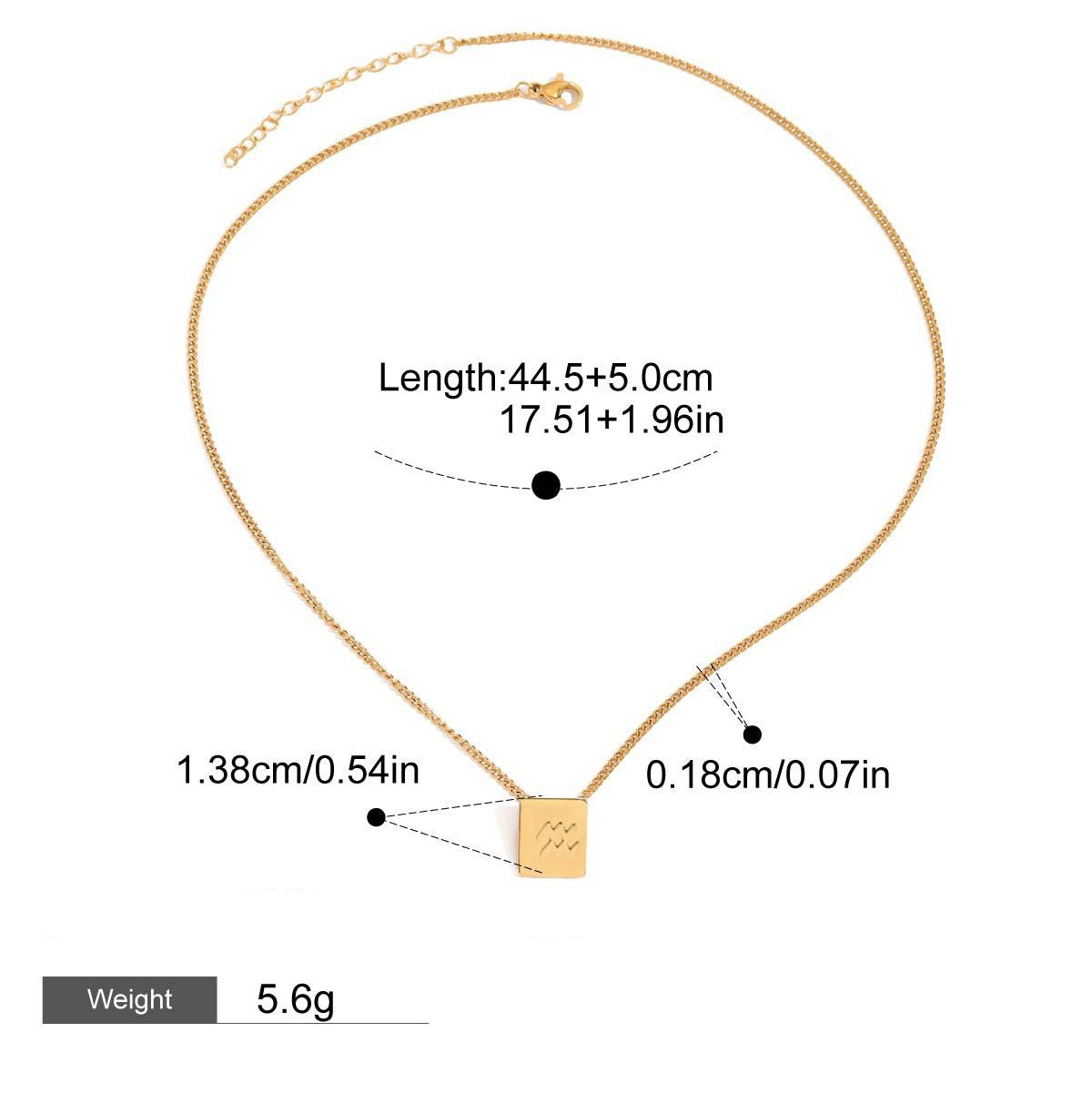 Kaze Zodiac Square Necklace | 18K Gold Celestial Pendant Necklace for Women Aquarius