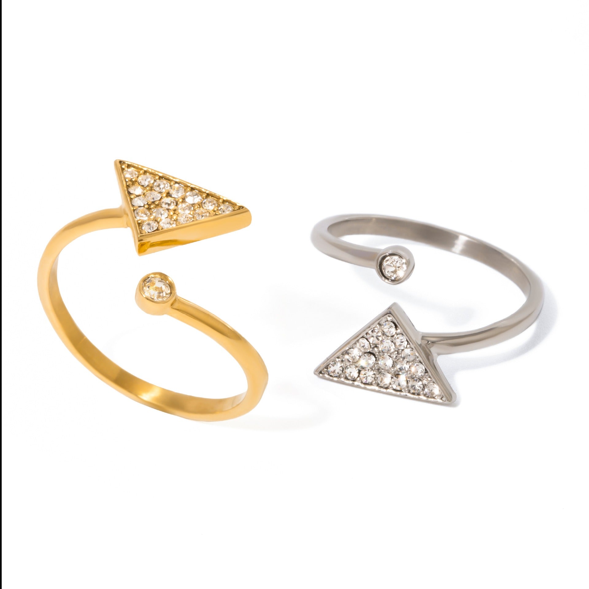 Kaze Personalised Triangular Diamond Ring | 18K Gold Statement Ring in Gold &amp; Silver