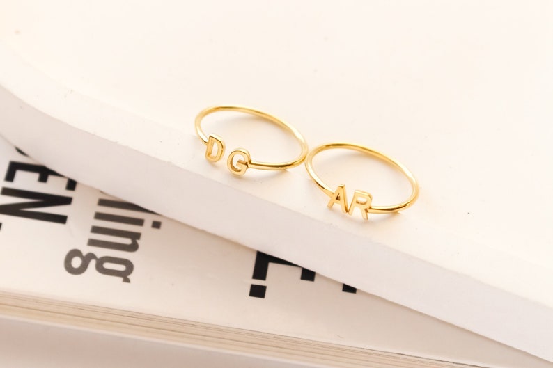 Kaze Customized Initial Open Ring | Personalised Engraved Ring in Silver, Gold &amp; Rose Gold