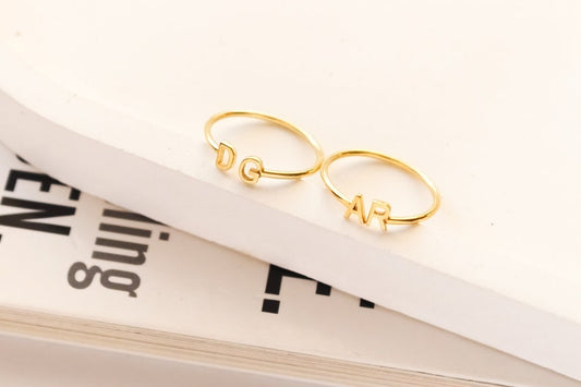 Kaze Customized Initial Open Ring | Personalised Engraved Ring in Silver, Gold &amp; Rose Gold