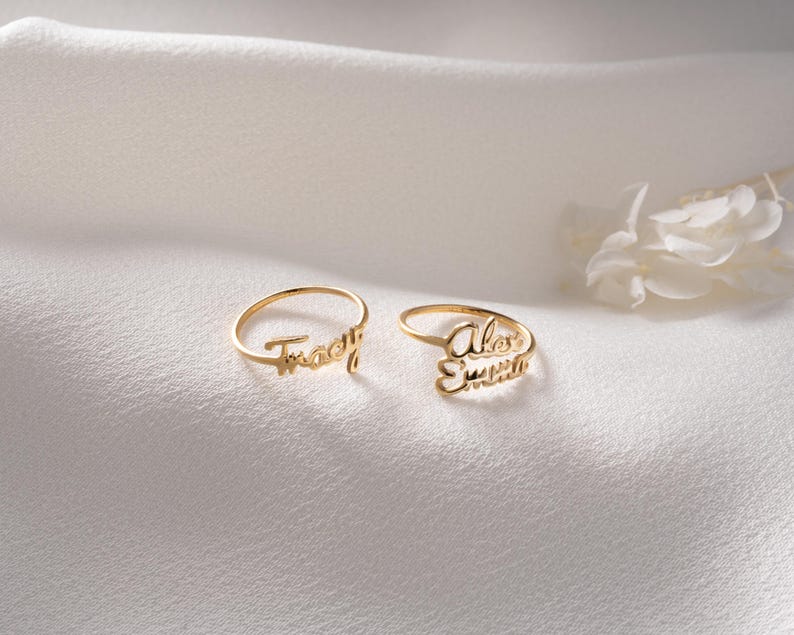 Kaze Personalised Double Name Ring | Custom Open Band Ring for Women