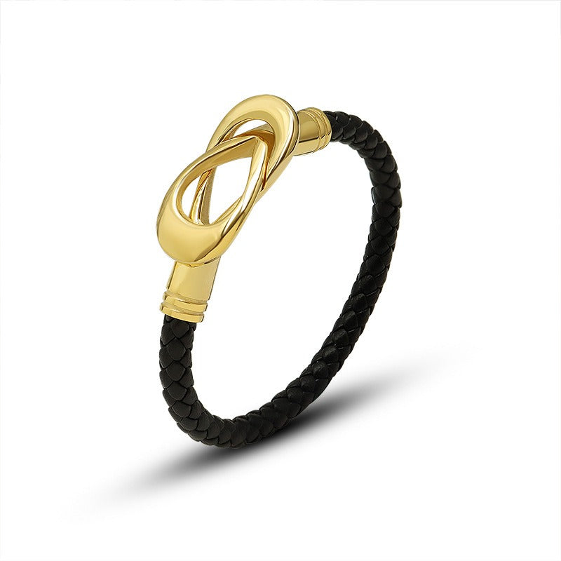 Kaze Oval Buckle Personality Bracelet | 18K Gold Fashion Bracelet in Gold &amp; Black